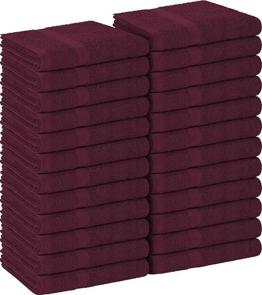 Utopia Towels, Salon Towel, Pack of 24, Not Bleach Proof, 16 by 27 Inches, Highly Absorbent Cotton Towels for Hand, Gym, Beauty, Spa, and Home Hair Care, Burgundy