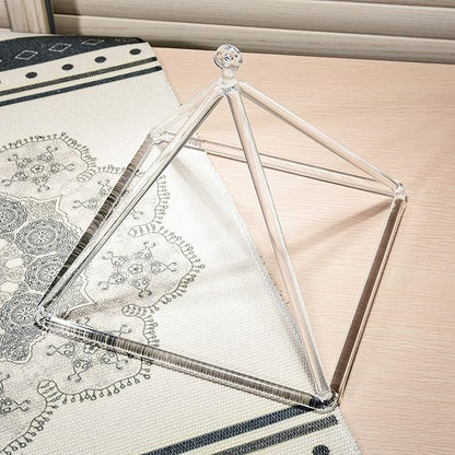 TOPFUND 6" Clear Crystal Singing Pyramid Sound Therapy Instrument with Carrying Case and Quartz Suede Mallet