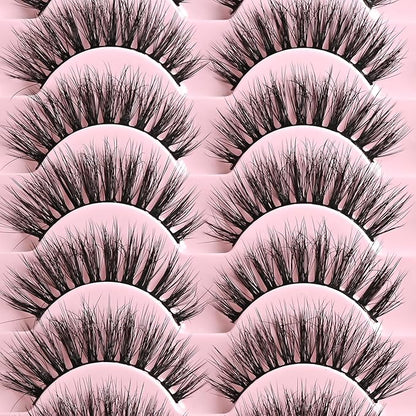FARRED Natural Eyelashes Wispy Lashes Short False Eyelash Small Cat Eye Fake Lashes Full Pestañas Sets for MUA and Beginners Daily Makeup (F2 | 7-14mm)