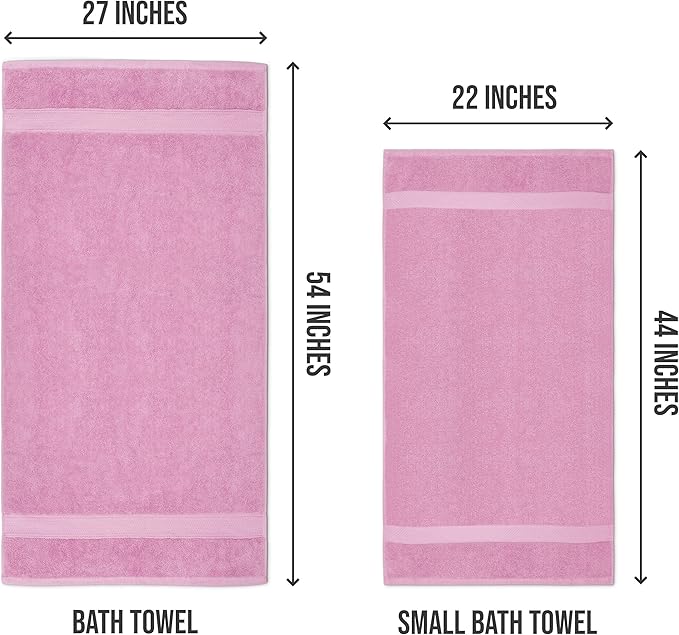 Utopia Towels 6 Pack Small Bath Towel Set, 22 by 44 Inches, 500 GSM 100% Ring Spun Cotton, Lightweight and Highly Absorbent Quick Drying Premium Towels for Hotel, Spa and Bathroom, Pink