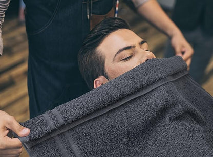 Utopia Towels Cotton Bleach Proof Salon Towel 16 by 27 inches, Bleach Safe Gym 100% Cotton Hand Towel, 24 Pack, Dark Grey