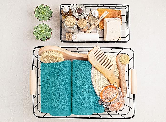 Utopia Towels 24 Pack Cotton Washcloths Set, 100% Ring Spun Cotton, Premium Quality Flannel Face Cloths, Highly Absorbent and Soft Feel Fingertip Towels, Turquoise