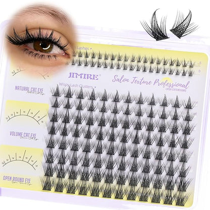 JIMIRE Lash Clusters Wispy Eyelash Clusters 10-16MM CC Curly Manga Cluster Eyelash Extensions with Bottom Lashes Anime Lash Extensions for Beginners 136Pcs Individual Lashes DIY at Home