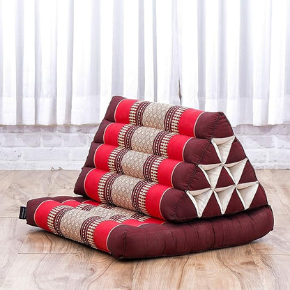 Leewadee 1-Fold Mat with Triangle Cushion – Comfortable TV Pillow, Foldable Mattress with Cushion Made of Eco-Friendly Kapok, 30 x 20 inches, red
