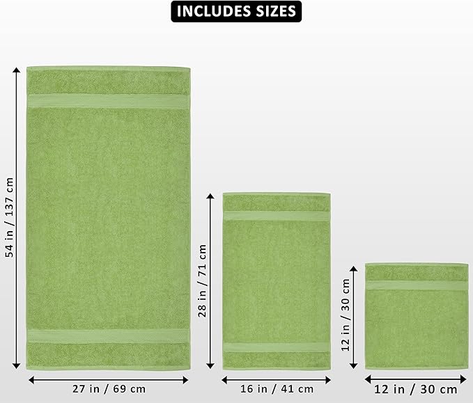 Utopia Towels 8 Piece Premium Towel Set, 2 Bath, 2 Hand, and 4 Wash Cloths, 600 GSM 100% Ring Spun Cotton, Highly Absorbent Towels for Bathroom, Gym, Hotel, and Spa, Sage Green