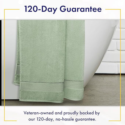 100% Organic Zero-Twist Cotton Towel - Luxury Bath Towel - Ultra Soft & Plush 700GSM Long-Staple Cotton (Eucalyptus Green)