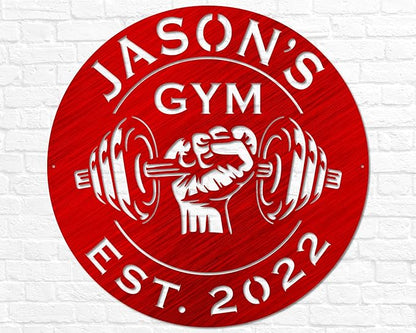 Custom Metal Dumbbell Gym Name Sign, Weightlifting Workout Room Wall Art, Personalized Home Gym Sign, Custom Gym Decor, Workout Garage