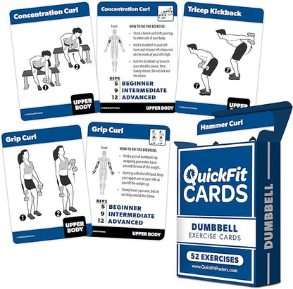 10 Pack: Exercise Workout Poster Set - Dumbbell Volume 1 & 2, Suspension, Kettlebell, Resistance Bands, Stretching, Bodyweight, Barbell, Yoga Poses + Dumbbell Exercise Cards