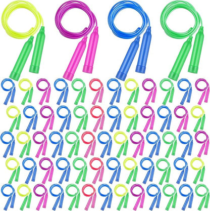 Elcoho 72 Pack Colorful Kids Jump Rope Set Great Party Favor Adjustable Plastic Kids Jump Rope Skipping Rope Outdoor Jump Ropes Great Party Favor