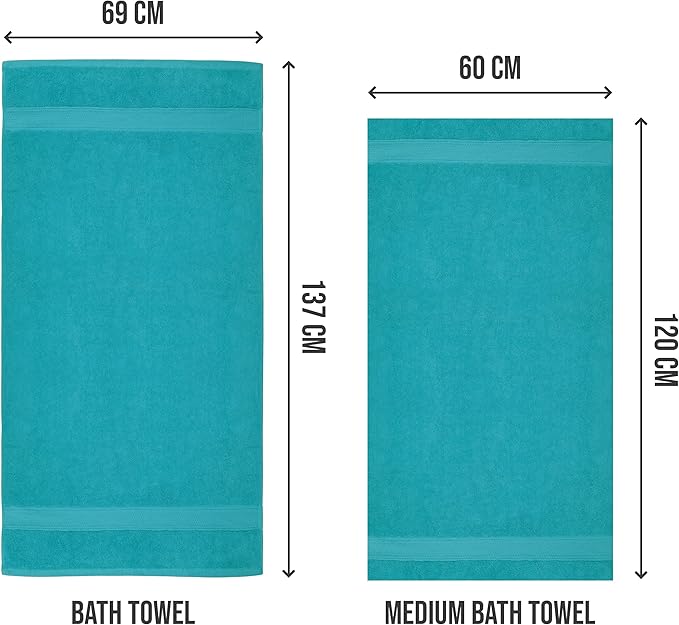 Utopia Towels 6 Pack Medium Bath Towel Set, 24 by 48 Inches, 500 GSM 100% Ring Spun Cotton, Lightweight and Highly Absorbent Quick Drying Premium Towels for Hotel, Spa and Bathroom, Turquoise