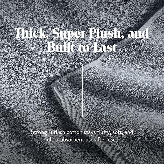 Brooklinen Super-Plush Turkish Cotton Bath Towels Set of 2 Cotton, 820 GSM, Machine Washable, Perfect Bath Towels for Bathroom, Spa & Shower (30" x 58", Smoke Grey)