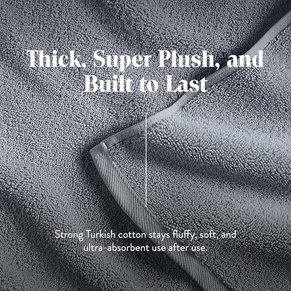 Brooklinen Super-Plush Turkish Cotton Washcloths Set of 2 Cotton, 820 GSM, Highly Absorbent, Machine Washable, Perfect for Home & Bathroom (13" x 13", Smoke Gray)