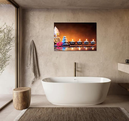 Zen Wall Art Decor Breathe Canvas Picture Candles Relaxing Peaceful Poster Prints for Zen Spa Room Living Room Bedroom(16.00" x 24.00")