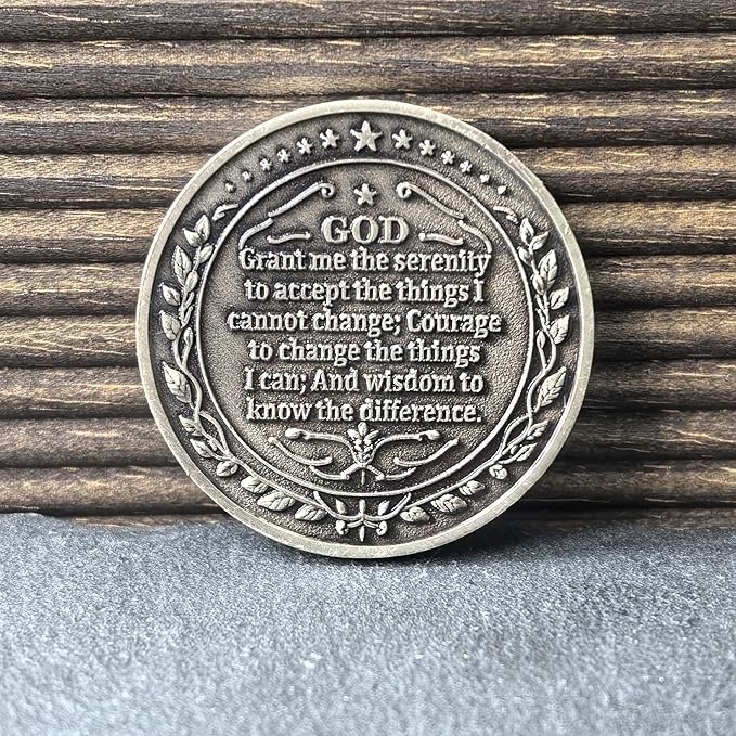 Serenity Prayer Sobriety Chip - A Symbol of Inner Peace and Strength - AA Medallion Recovery Gift with Coin Capsule