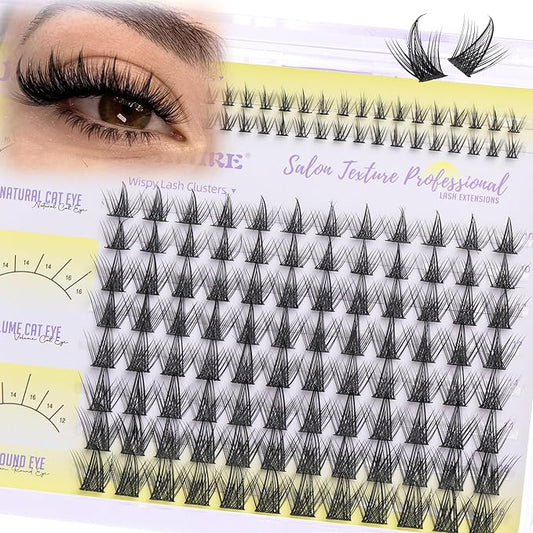 JIMIRE Lash Clusters Wispy Eyelash Clusters 10-16MM CC Curly Manga Cluster Eyelash Extensions with Bottom Lashes Anime Lash Extensions for Beginners 136Pcs Individual Lashes DIY at Home