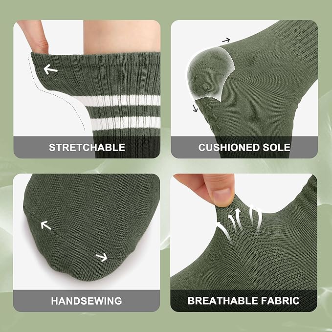 Pilates Socks with Grips for Yoga, Barefoot, Ballet, Barre, Hospital Non Slip Anti Skid Socks for Women and Men