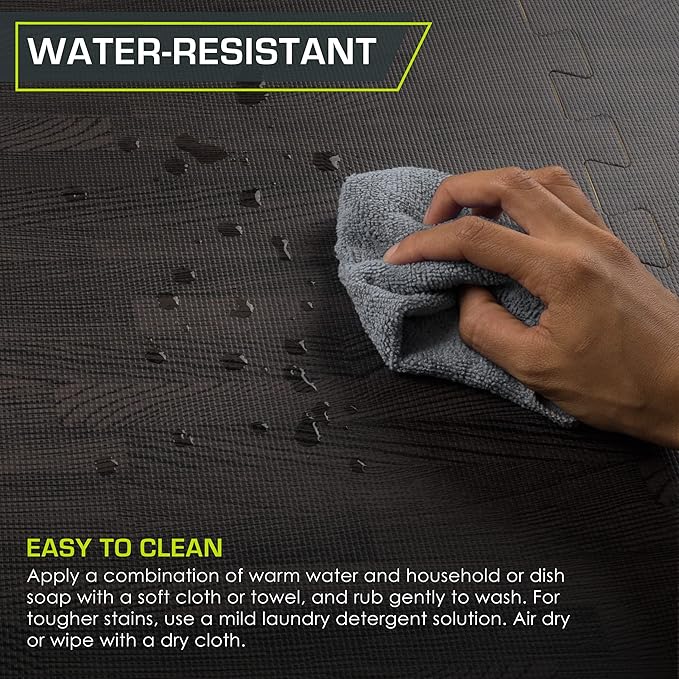 ProsourceFit Wood Grain Puzzle Mat 1/2-in, 6 EVA Foam Interlocking Floor Tiles (24SQ FT) for Secure Indoor Room Workout Flooring and Playmat, Dark Oak