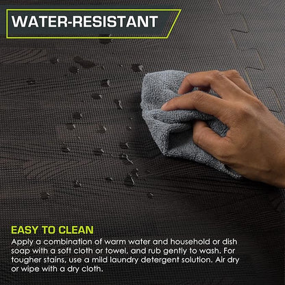 ProsourceFit Wood Grain Puzzle Mat 1/2-in, 6 EVA Foam Interlocking Floor Tiles (24SQ FT) for Secure Indoor Room Workout Flooring and Playmat, Dark Oak