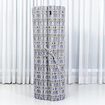 Leewadee - Kapok Roll Mat – Handcrafted Folding Sleep & Relaxation Mattress from Thailand, Ideal as Guest Bed, Camping Mat, Yoga Mat or Traditional Futon, 75 x 39 inches, Blue White