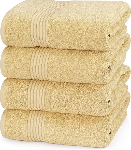 Utopia Towels 4 Pack Bath Towels Set, 27 by 54 Inches, 100% Ring Spun Cotton, Quick Dry, Highly Absorbent, Soft Feel Towels, Perfect for Daily Use, Beige