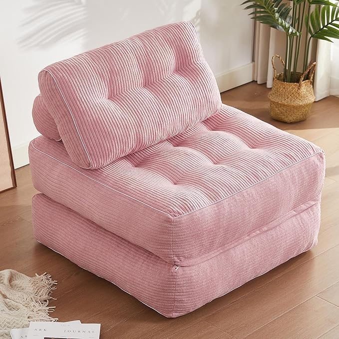 35.4x33.5 Inch Floor Pillow, Large Round Floor Cushion with Removable Washable Cover - Ultra Soft Plush Filling for Adults, Kids, Lounge, Bedroom, Reading Nook, Meditation, Corduroy, Pink