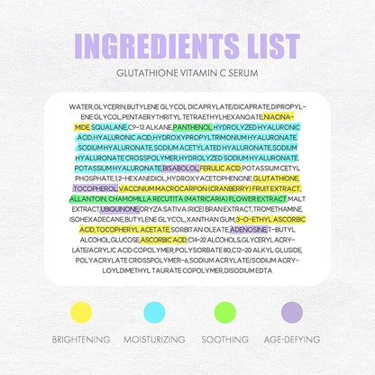 Glutathione Vitamin C Serum 50ml - Step-by-Step Discoloration Correcting Serum with Hyaluronic Acid & Niacinamide - Moisturizing & Hydrating K Beauty Skin Care (1.69 fl oz)