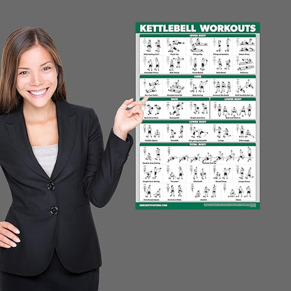 10 Pack: Exercise Workout Poster Set - Dumbbell Volume 1 & 2, Suspension, Kettlebell, Resistance Bands, Stretching, Bodyweight, Barbell, Yoga Poses + Dumbbell Exercise Cards