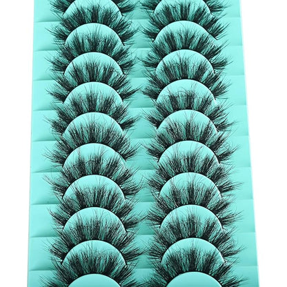 Wispy Lashes Natural Mink Eyelashes Fluffy Lash Strips Doll Eye Faux Mink Eyelash 17 mm Strip Lashes Pack Natural Look Thick Volume Wispies Pestañas Postizas Naturales Set with Soft Band