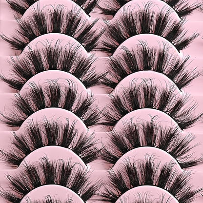 FARRED Mink Lashes Fluffy Eyelashes Natural Look Short Wispy Eye lash Natural False Eyelash 14 Pairs Faux Mink Strip Lashes Pack for Daily Makeup (F6 | 11-17mm)