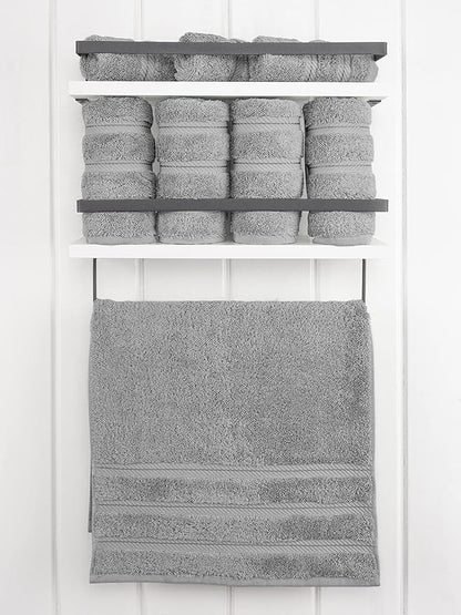 American Soft Linen Luxury Hand Towels for Bathroom, 600 GSM 100% Cotton Turkish 4 Piece Hand Towel Set, 600 GSM Hand Face Towels for Kitchen, Light Grey Hand Towels