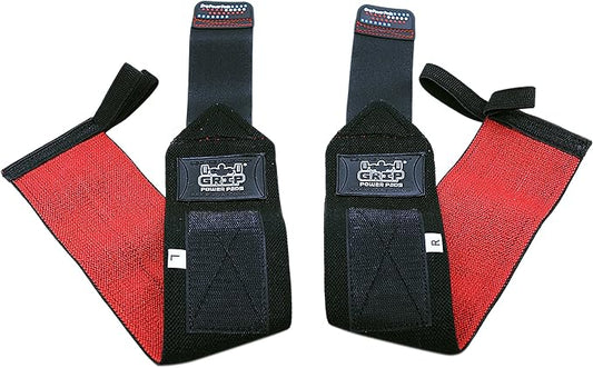 Grip Power Pads Wrist Wraps 2 Wraps for Weight Lifting Wrist Support Cotton Wraps Gym Bandage Straps for Men & Women Premium Quality & PRO Rubber