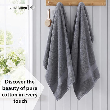 LANE LINEN 100% Cotton 4 Pack Bath Sheets (35"x66") - Ring Spun, Extra Large Cotton Bath Towels Set - Quick Dry, Soft & Absorbent Oversized Towel Set - Remains Soft After Multiple Washes - Cool Grey
