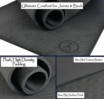 Tatago Extra Thick Yoga Mat Wide & XL-Our 10mm Extra Large Yoga Mat Thick Extra Wide And Long For Total Joint Cushioning. A Large Exercise Mat Thick And Perfect For Home Workout Pilates Or Studio.