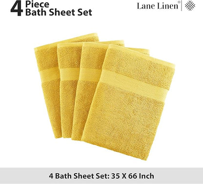 LANE LINEN 100% Cotton Bath Sheets Set of 4 (35"x66") - Ring Spun Cotton Extra Large Bath Towels Set - Quick Dry, Soft & Absorbent Oversized Towel Sets - Holds Well After Multiple Washes - Mimosa