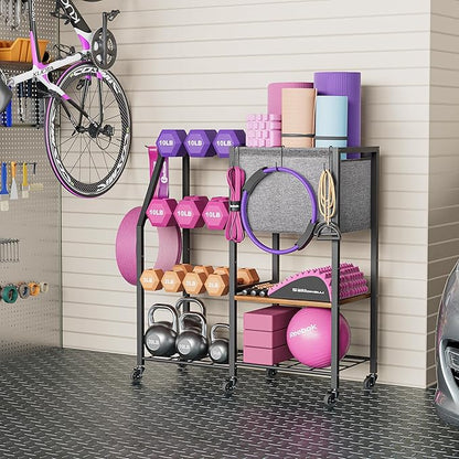 Dumbbell Rack for Kettlebell Dumber,Weight Rack Stand with Yoga Mat Holder,Home Gym Storage Rack for Gym Equipment Accessories,Workout Equipment Storage Organizer,Gym Essentials Yoga Gifts for Women