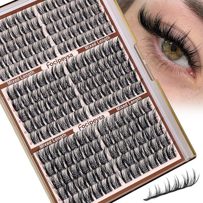 Focipeysa Natural Lash Clusters Wispy Lash Extensions 12-16mm Spiky Manga Eyelash Clusters Salon Effect Pestañas Postizas Naturales DIY Individual Eyelash Extensions at Home