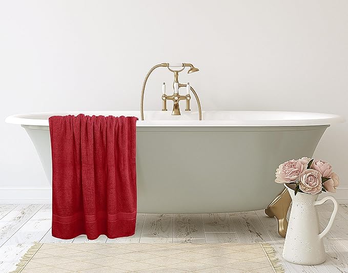 Utopia Towels Luxurious Jumbo Bath Sheet 2 Piece, 600 GSM, 35 by 70 Inches, 100% Ring Spun Cotton, Highly Absorbent and Quick Dry Extra Large Bath Towel, Super Soft Towel, Red