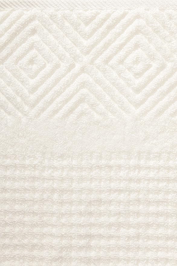 Texere 100% Organic Cotton Jacquard 650 GSM Premium Bath Towel Set - Extra Absorbent Quick Dry and Plush (Cable, Light Taupe, 2 Bath & 2 Hand Towels)