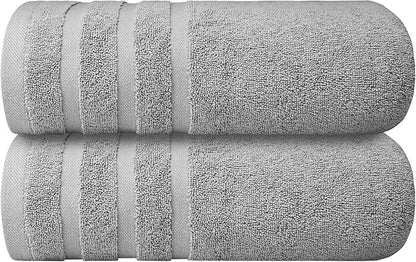 Infinitee Xclusives 100% Cotton Luxury Bath Towels Set of 2 (27x54 Inches) (Charming Grey, Bath Towels - Pack 2)