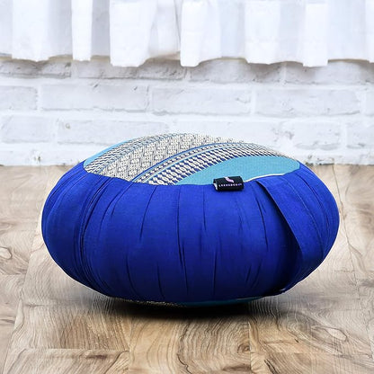 Leewadee Meditation Cushion Set – 1 Round Zafu Meditation Pillow and 1 Square Roll-Up Zabuton Meditation Mat, Pillows Bundle Filled with Kapok