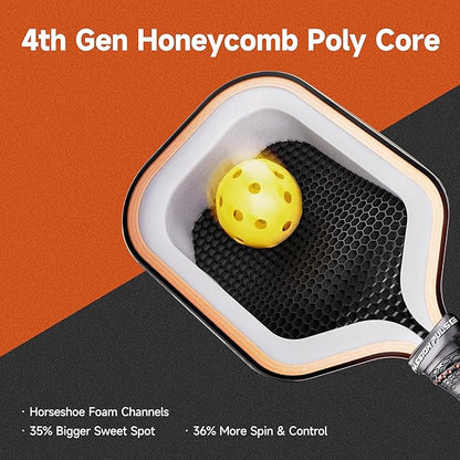 Pickleball Paddles 2025,Raw Carbon Fiber Surface（CFS） 16mm T700 High Grit & Spin, Pro Pickle Ball Paddles Designed for Ultimate Spin & Consistency