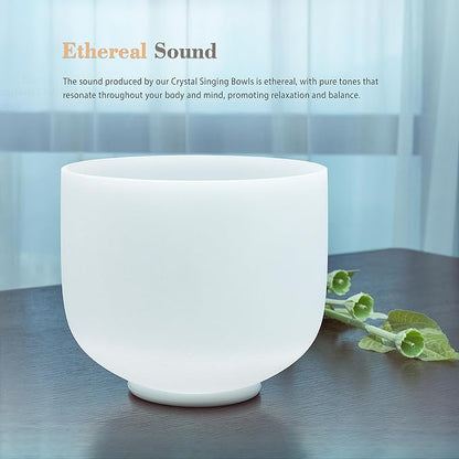 TOPFUND 8 inch G Note Quartz Crystal Singing Bowl Throat Chakra Meditation Sound Healing