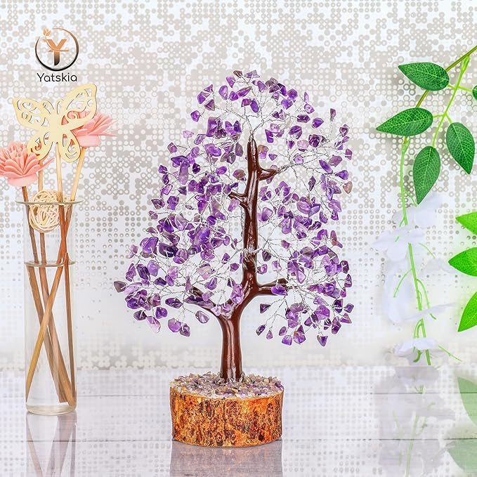 YATSKIA Amethyst Tree -Amethyst Tree of Life, Chakra Tree, Chakra Tree of Life, Healing Crystals, Money Tree, Spiritual Decor for Home, Gemstones and Crystals