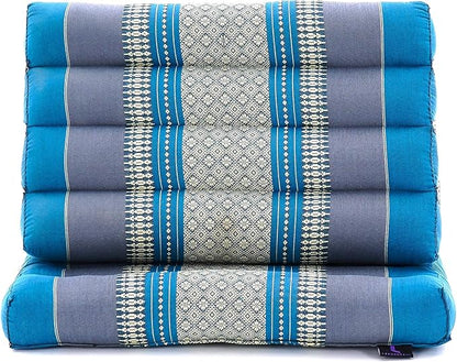 Leewadee 1-Fold Mat with Triangle Cushion – Comfortable TV Pillow, Foldable Mattress with Cushion Made of Kapok, 30 x 20 inches, Light Blue