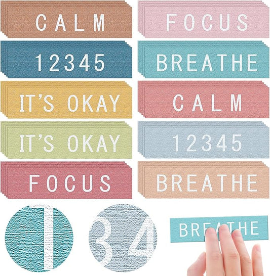 Crtiin 50 Pieces Anxiety Sensory Stickers for Anxiety Relief Items Mental Health Stickers Fidget Textured Strips for Office Classroom Desk Relieve Adult Stress(Casual Style)