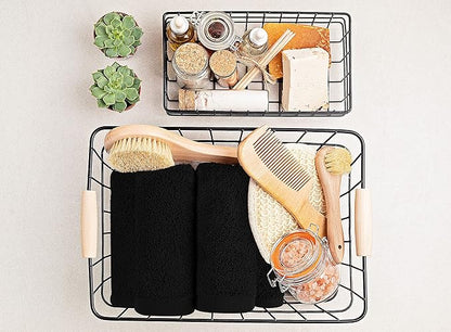 Utopia Towels 24 Pack Cotton Washcloths Set, 100% Ring Spun Cotton, Premium Quality Flannel Face Cloths, Highly Absorbent and Soft Feel Fingertip Towels, Black