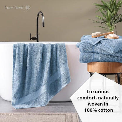 LANE LINEN 100% Cotton 4 Pack Bath Sheets (35"x66") - Ring Spun Cotton Extra Large Bathroom Towels - Quick Dry, Soft & Absorbent Oversized Bath Towels - Machine Wash in Cold Water - Cerulean Blue