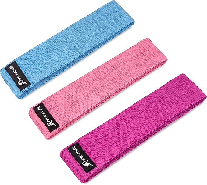 ProsourceFit Fabric Loop Resistance Bands Set with Anti-Slip Grip, Mini Workout Bands for Fitness Training to Tone Legs, Glutes and Booty