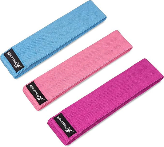 ProsourceFit Fabric Loop Resistance Bands Set with Anti-Slip Grip, Mini Workout Bands for Fitness Training to Tone Legs, Glutes and Booty