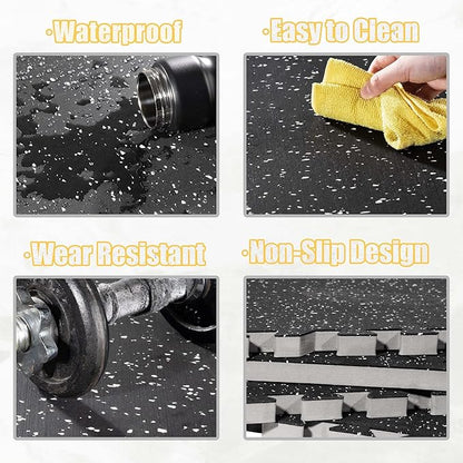 CyclingDeal Quality Puzzle Exercise Tiles Mat - 6pk 24" x 24" Interlocking Rubber 20mm Thick EVA Foam Protective Flooring Mat for Home Gym Workout Equipment Garage Playground